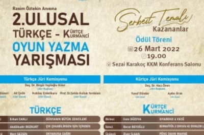2. Ulusal Türkçe-Kürtçe Oyun Yazma Yarışması tamamlandı
